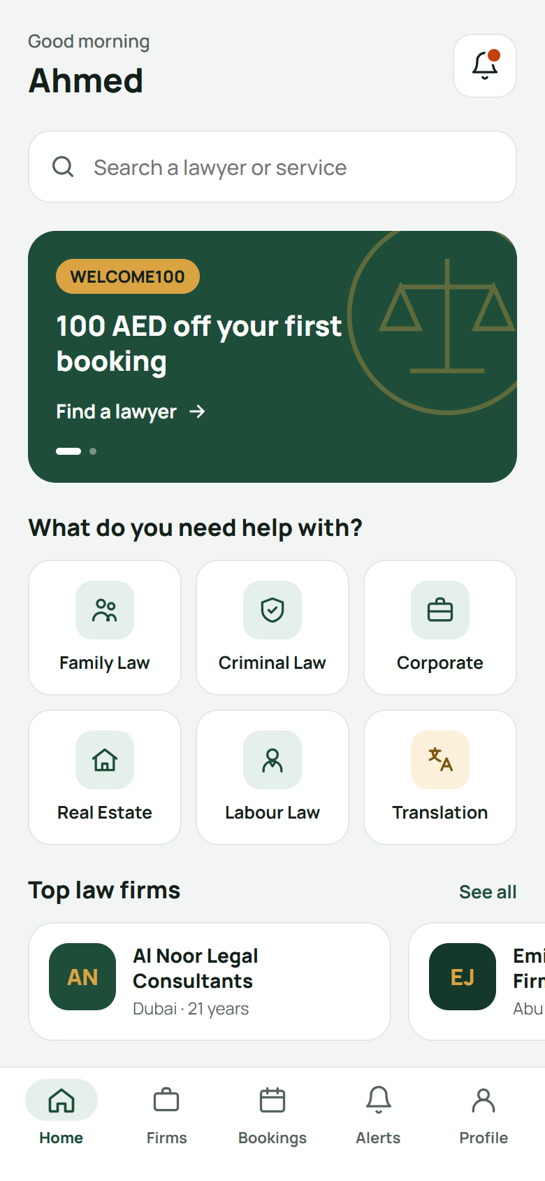 Mobile app home
